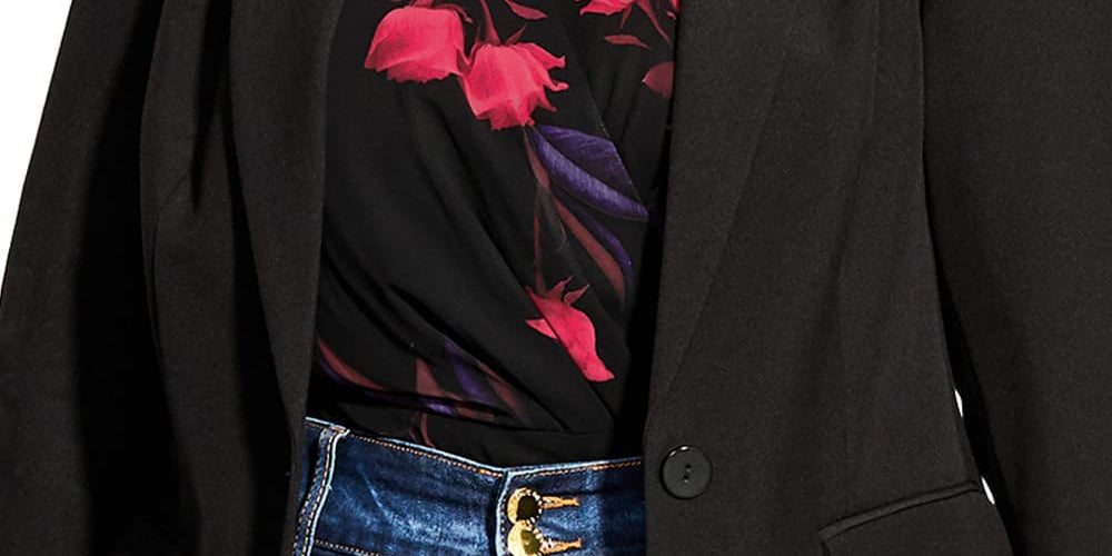 City Chic Trendy Women's Plus Size Simply Suited One-Button Jacket Black Size 18W