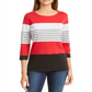 Karen Scott Petite Colorblocked Striped Top Red Size Petite M