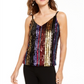 INC International Concepts Women's Sequined Top Magenta Flame Size XS