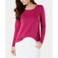 Style & CO Women's Stretch Flat Front Long Sleeve Jewel Neck Tunic Top  Pink Size Large