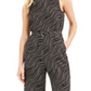 Michael Kors Women's Chain Print Belted Jumpsuit Black Size 12