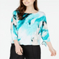 Alfani Women's Abstract Print Top Blue Size Petite XL