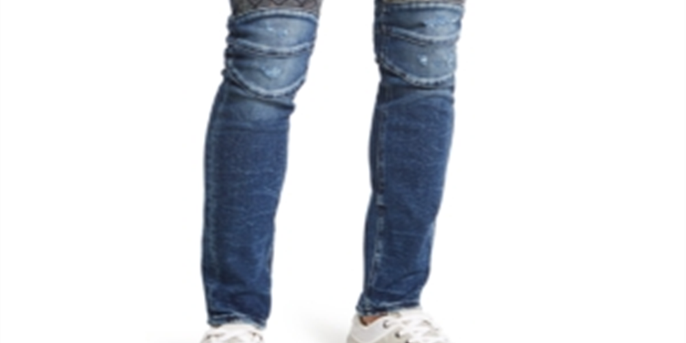 Guess Men's Blocked Moto Skinny Jeans Blue Size 34