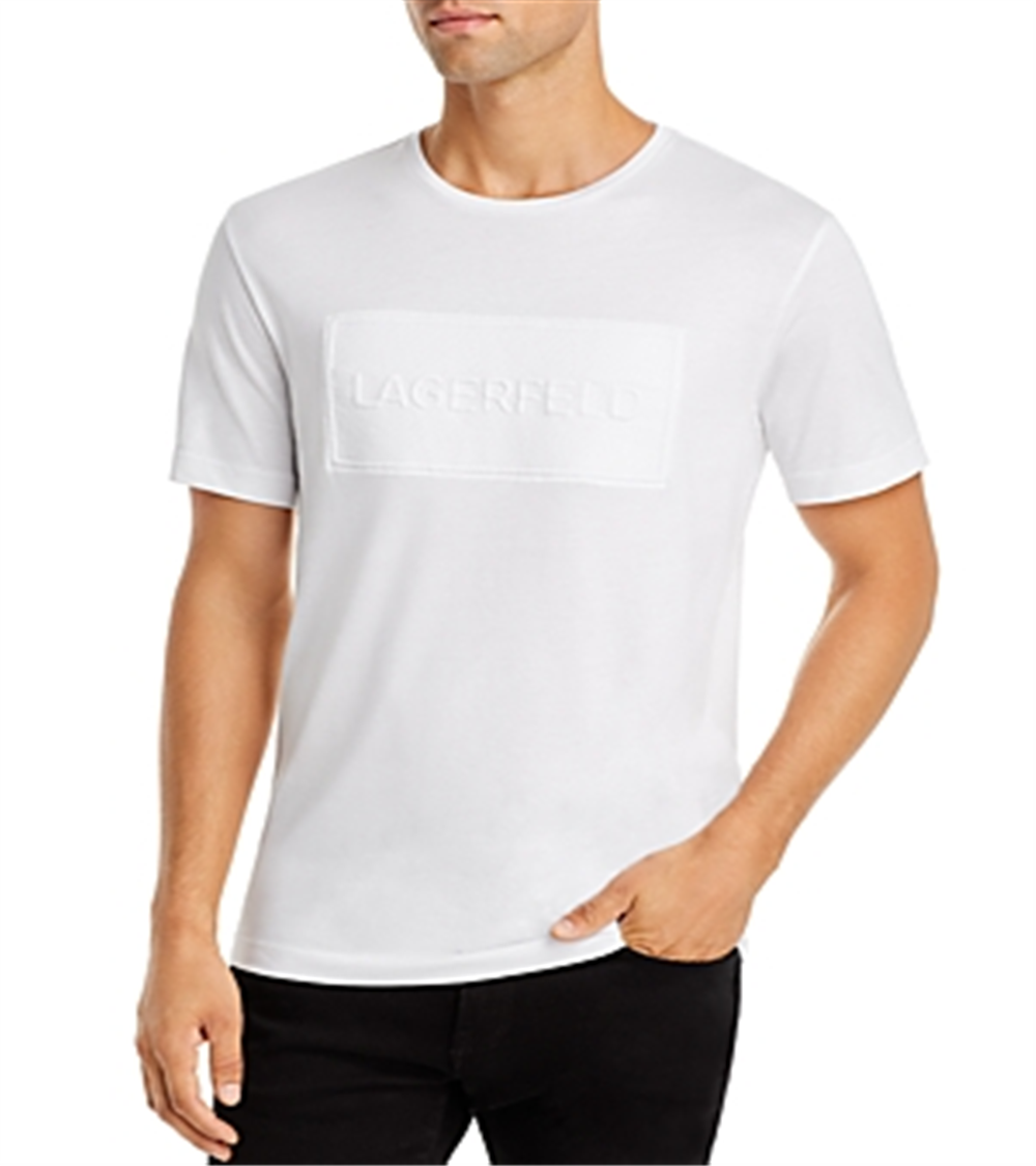 Karl Lagerfeld Paris Men's Embossed Logo Tee White Size M