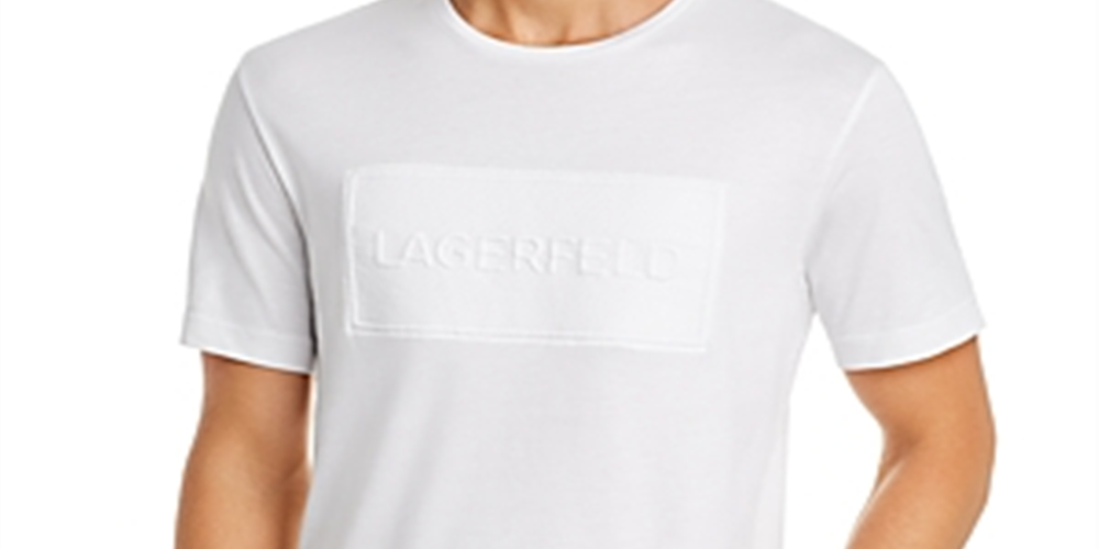 Karl Lagerfeld Paris Men's Embossed Logo Tee White Size M