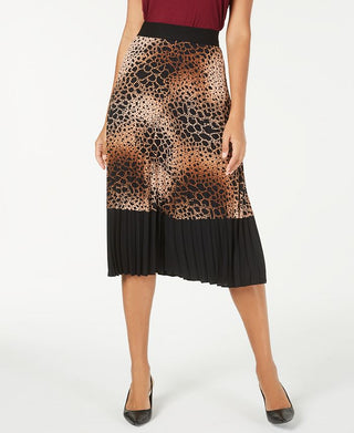 Alfani Women's Printed Pleated MIDI Skirt Black Size Petite M