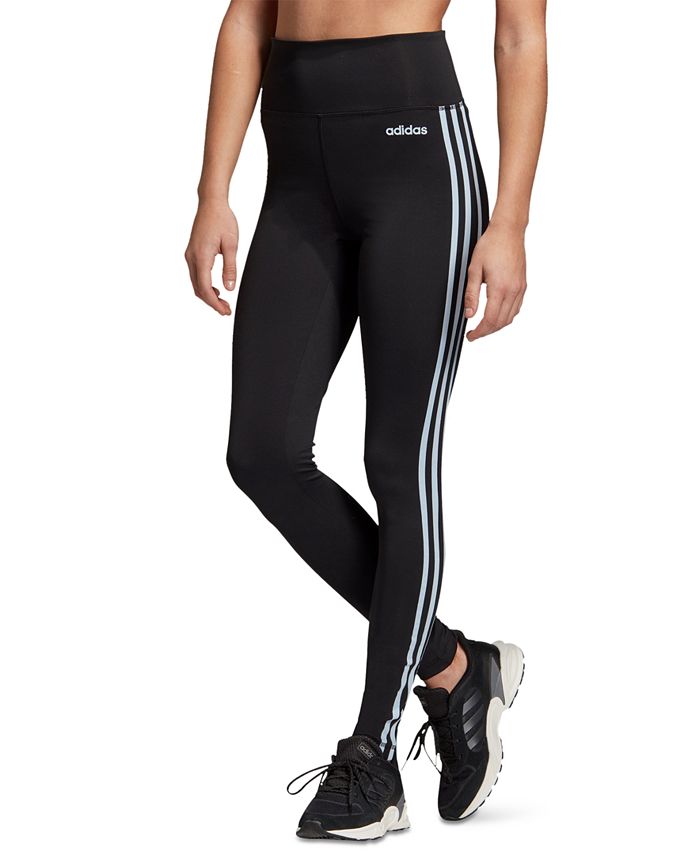 Adidas Women's Design 2 Move 3 Stripe High Rise Leggings Green Size Small