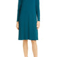Eileen Fisher Women's Bateau Neck Long Sleeve Dress Blue Size Petite Medium
