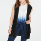 Charter Club Women's Open Front Pointelle Vest Black Size Large