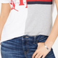 Tommy Hilfiger Women's Multi Short Sleeve Spliced Logo T-Shirt White Size M
