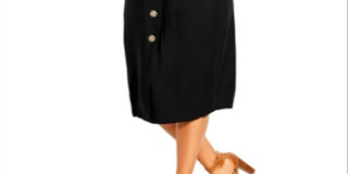 City Chic Women's Plus V Neck Casual MIDI Dress Black Size 18W