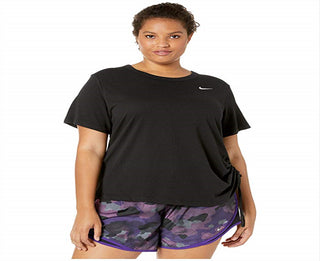 Nike Women's Plus Miler Short Sleeve Running Top Black Size 2X