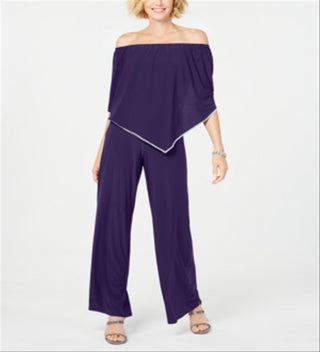 MSK Women's Off the Shoulder Overlay Jumpsuit Blue Size Small