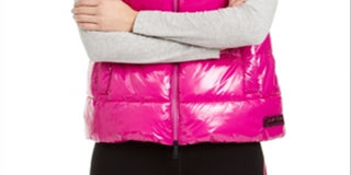 Calvin Klein Women's Performance Shine Padded Full Zip Hooded Vest Purple Size Large