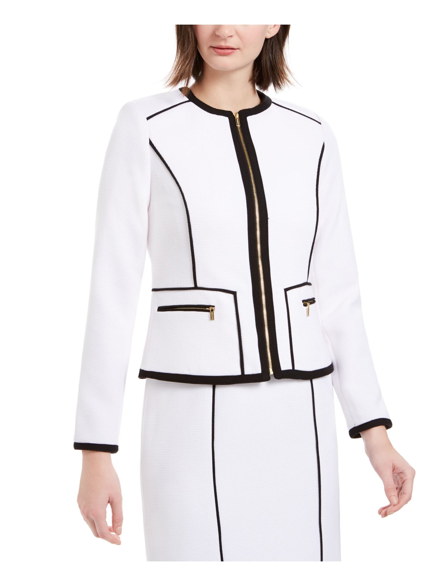 Calvin Klein Women's Wear to Work Zip up Jacket White Size 6 Petite