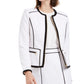 Calvin Klein Women's Pique Zip Front Collarless Blazer White Size 8 Petite