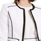 Calvin Klein Women's Pique Zip Front Collarless Blazer White Size 8 Petite