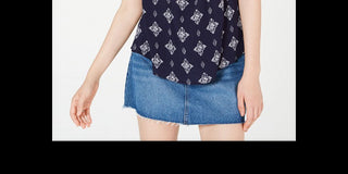 Hippie Rose Junior's Printed Tie Front Tank Top Blue Size XS