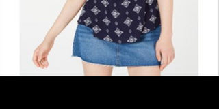 Hippie Rose Junior's Printed Tie Front Tank Top Blue Size XS