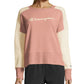 Champion Women's Heritage Cotton Mixed Texture Sweatshirt Pink