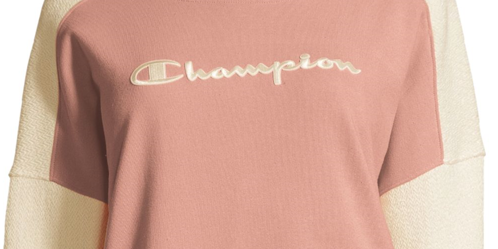 Champion Women's Heritage Cotton Mixed Texture Sweatshirt Pink Size X-Small