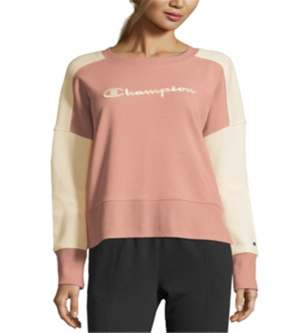 Champion Women's Heritage Cotton Mixed Texture Sweatshirt Pink Size X-Small