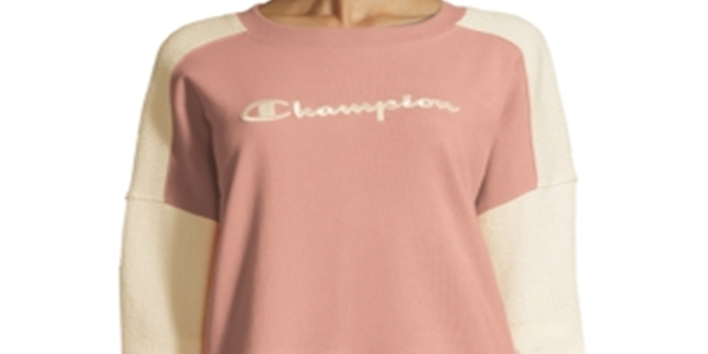 Champion Women's Heritage Cotton Mixed Texture Sweatshirt Pink Size X-Small