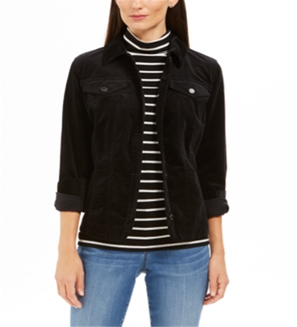 Charter Club Women's Velveteen Jacket Black Size 2XL