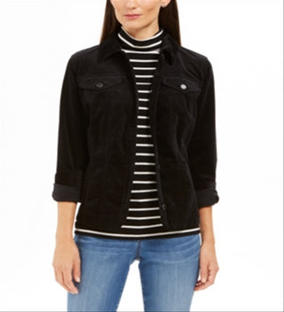 Charter Club Women's Velveteen Jacket Black Size 2XL