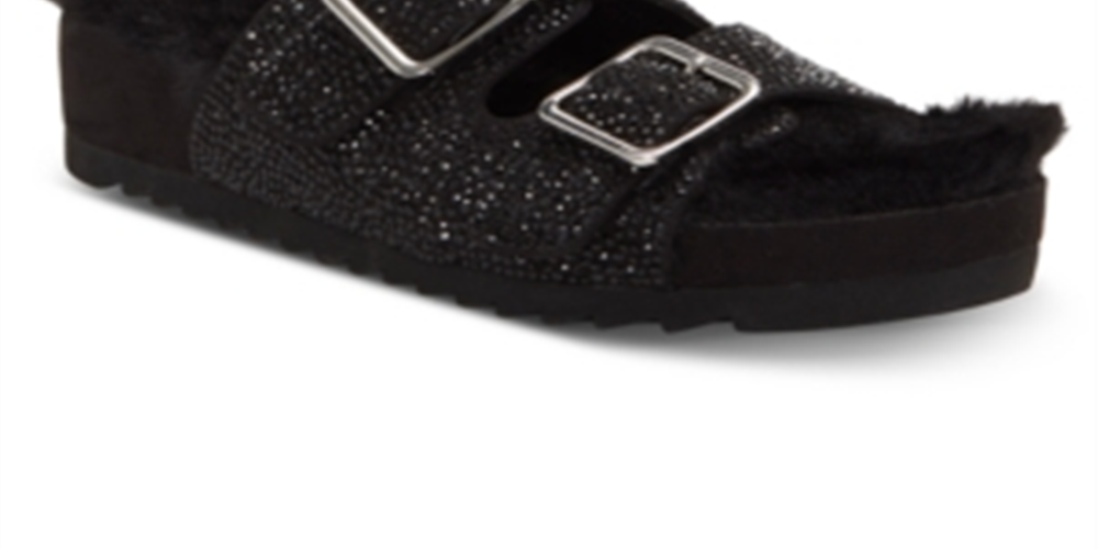 INC International Concepts Women's Fabric Open Toe Casual Shoe Black Size 6.5