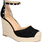Thalia Sodi Women's Round Toe Wedge Buckle Dress Espadrille Shoes Black Size 8.5 M