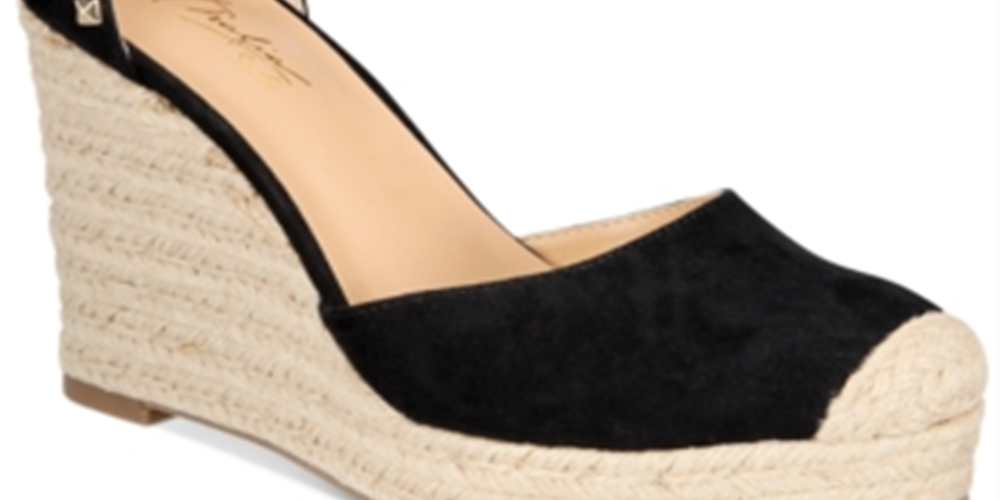 Thalia Sodi Women's Round Toe Wedge Buckle Dress Espadrille Shoes Black Size 8.5 M