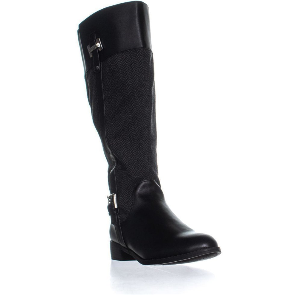 Karen Scott Women's Deliee Almond Toe Knee High Black Size -7 WC