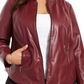 Alfani Women's Plus Faux Leather Jacket Wine  Size 0X