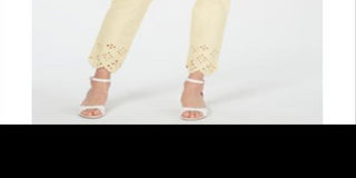 Charter Club Women's Bristol Eyelet Hem Skinny Jeans Yellow Size 14