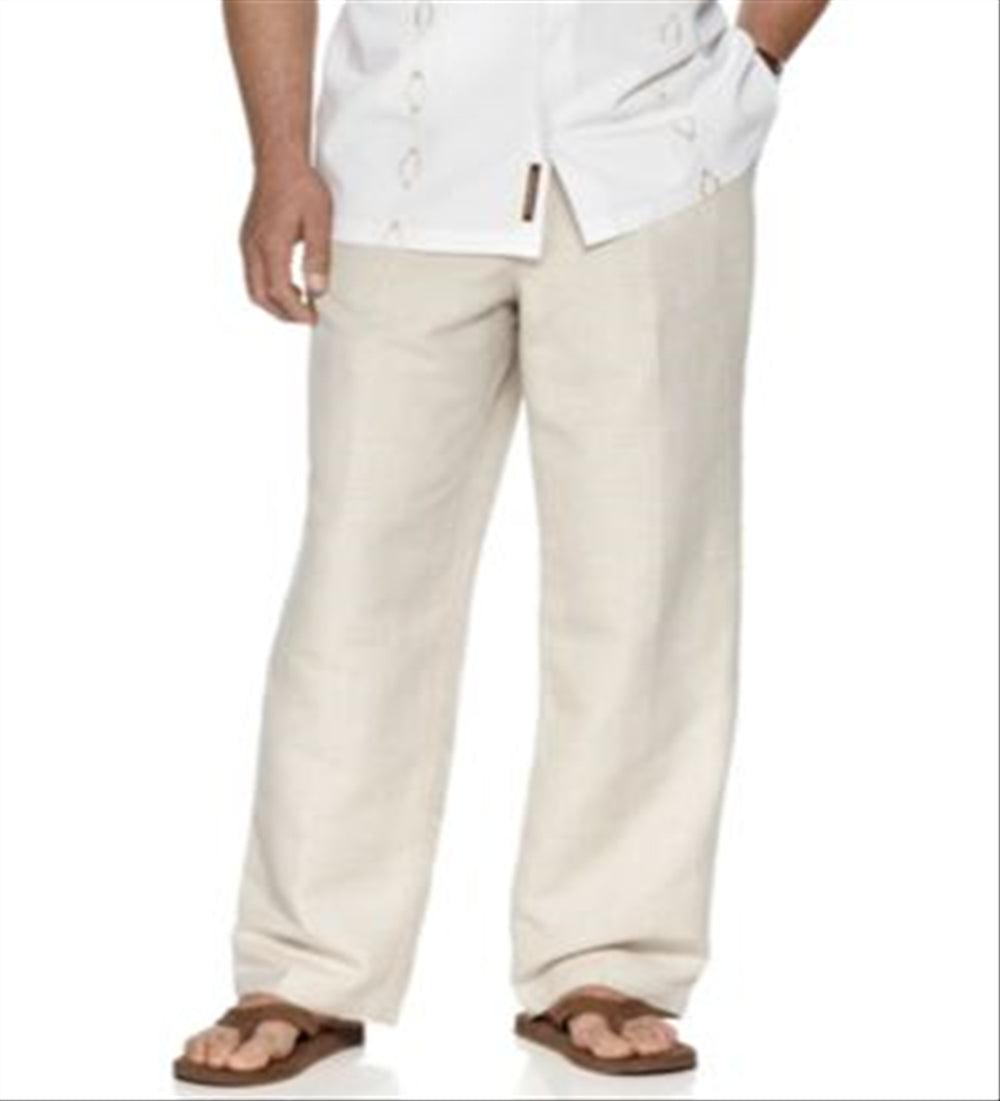 Cubavera Men's Big and Tall Drawstring Pants Beige White Size