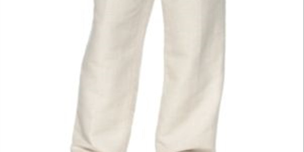 Cubavera Men's Big and Tall Drawstring Pants Beige White Size