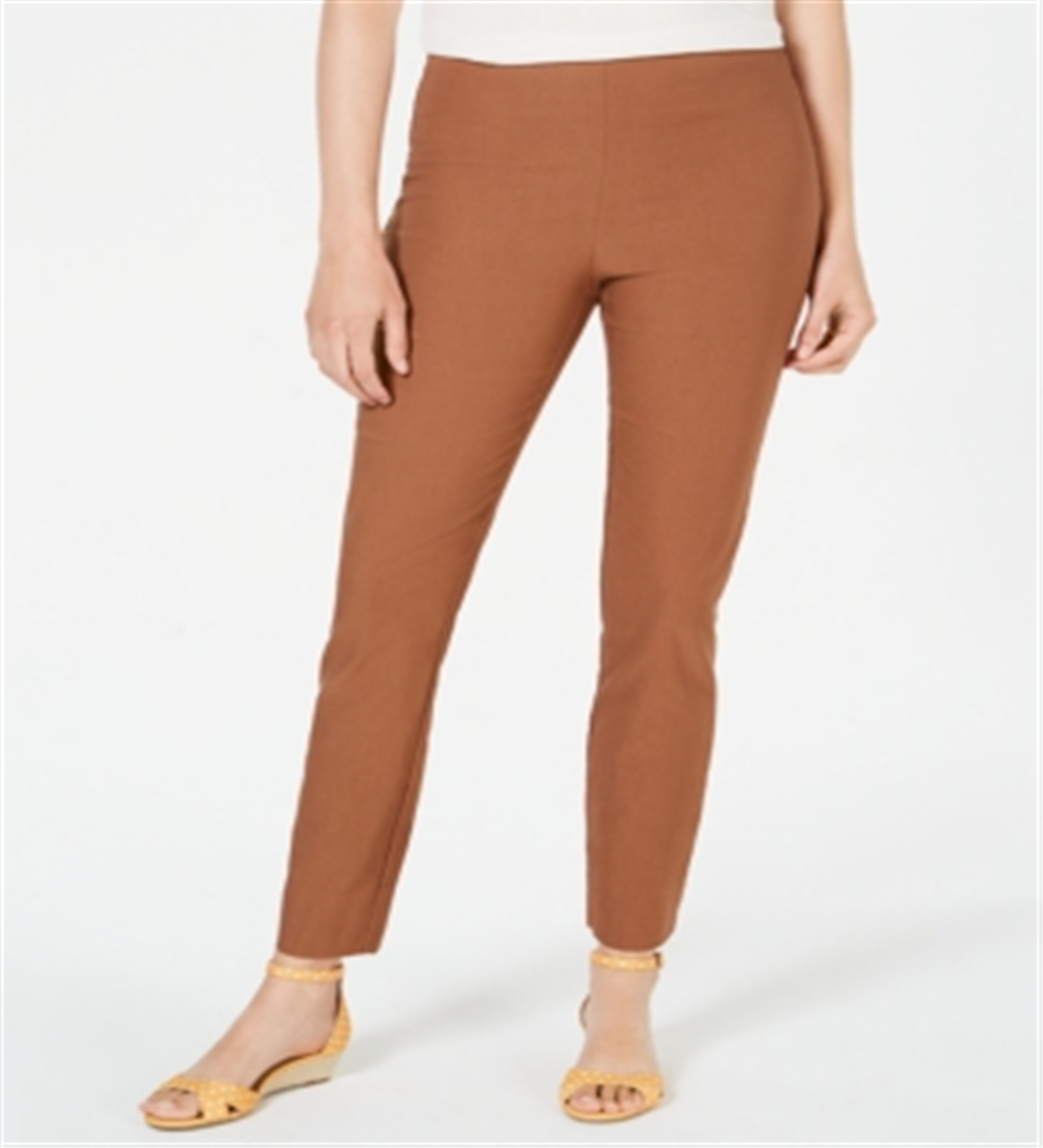 Charter Club Women's Chelsea Tummy Control Skinny Leg Ankle Pants Brown Size 8