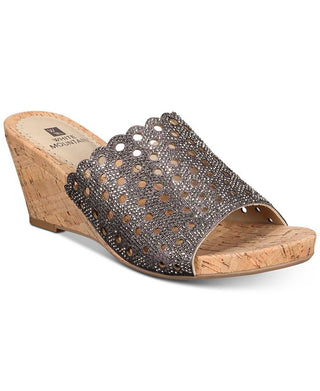 White Mountain Women's Atlie Embellished Open Toe Wedge Sandals Gray Size 5 M