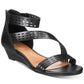 Style & CO Women's Giordi Perforated Strap Wedge Sandals Black Size 9