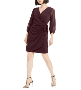 INC International Concepts Women's Above the Knee Wrap Dress Formal Dress Red Size Medium