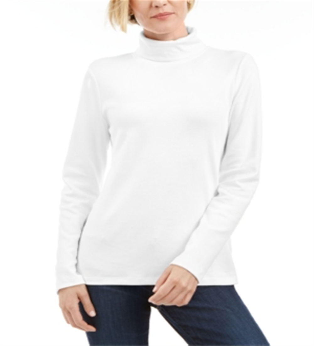 Karen Scott Women's Cotton Turtleneck White Size XX-Large