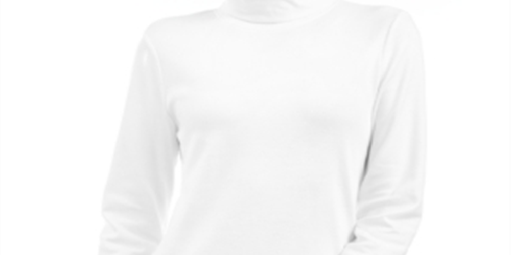 Karen Scott Women's Cotton Turtleneck White Size XX-Large