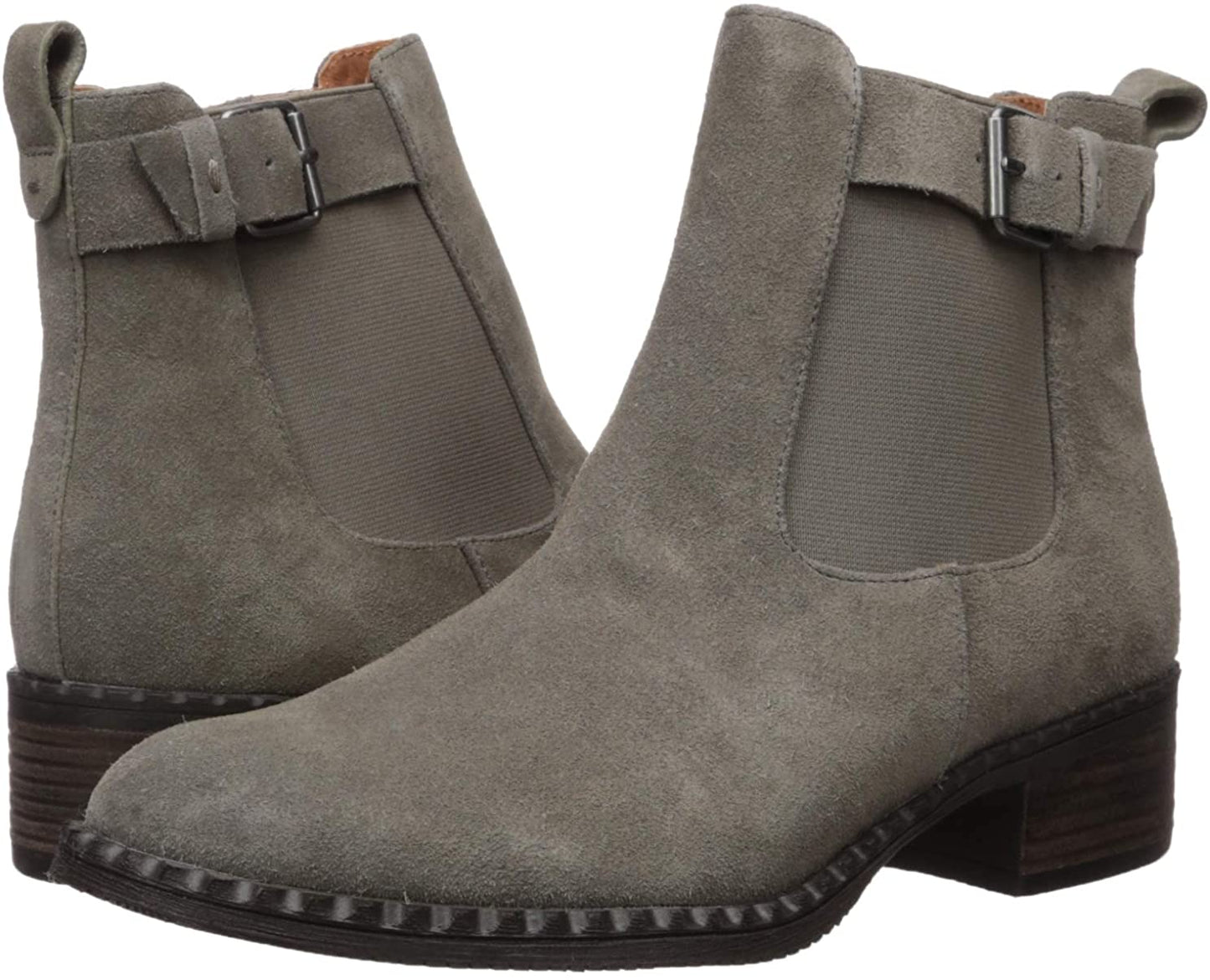 Gentle Souls Women's Best Buckle Chelsea Leather Closed Toe Ankle Fashion Boots Gray Size 5.5 M