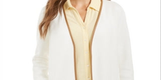 Charter Club Women's Milano Cotton Completer Sweater White Size Petite Medium