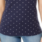 Karen Scott Women's Printed Embroidered Boat Neck Cotton Top Blue Size Size Medium