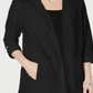 Karen Scott Women's Open Front 3/4 Sleeve Sweater Black Size Petite S