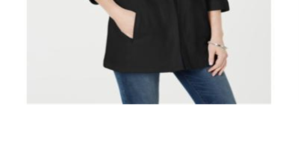 Karen Scott Women's Open Front 3/4 Sleeve Sweater Black Size Petite S