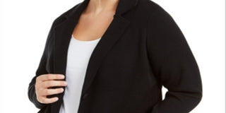 Charter Club Women's Plus Cotton Blazer Sweater Black Size 0X
