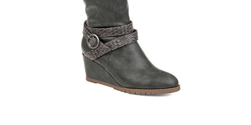 KNS International Women's Garin Wedge Knee High Faux Leather Boot Gray Size 12 M
